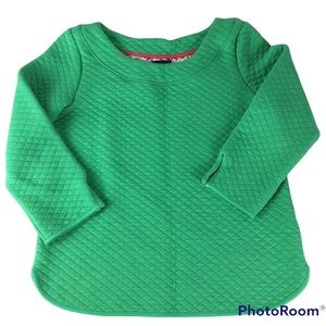Joules Quilted Boatneck Pullover Top Sz 6 Green 3/4 Sleeve